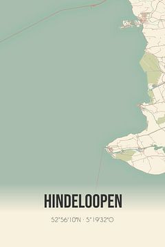 Carte ancienne de Hindeloopen (Fryslan) sur Rezona