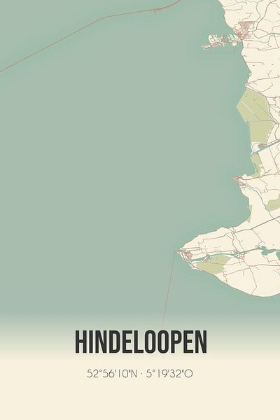 Vintage map of Hindeloopen (Fryslan) by Prints of Place
