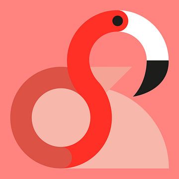 Grafisch vogels - Flamingo van Tim de Leeuw
