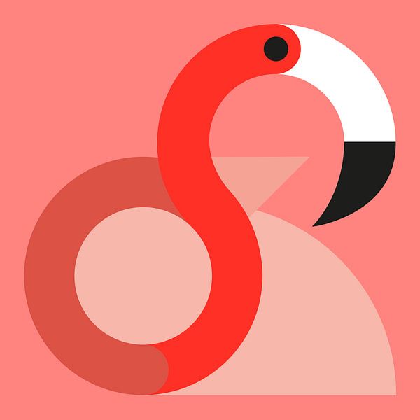 Grafik Vögel - Flamingo von Tim de Leeuw
