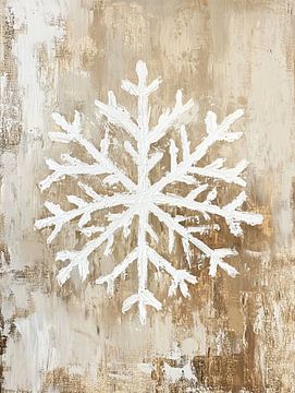 Beige and Gold Snow Artwork by Wonderful Art