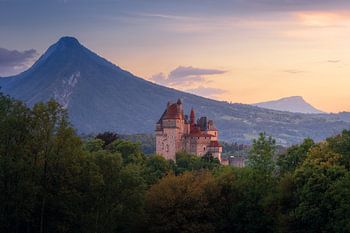 Sprookjeskasteel in avondstemming