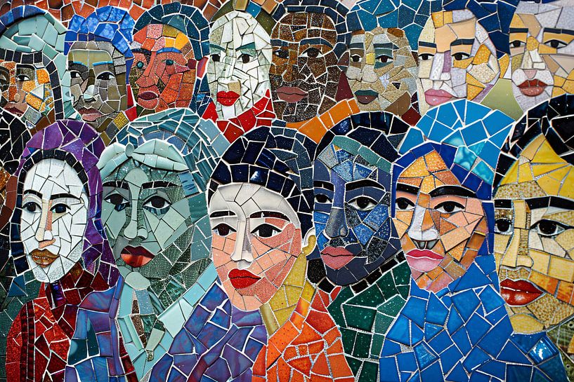 Abstract colourful mosaic of various faces by Imperial Art House
