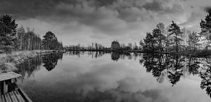 Dark clouds above a lake.