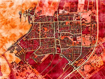 Kaart van Lelystad in de stijl 'Amber Autumn' van Maporia