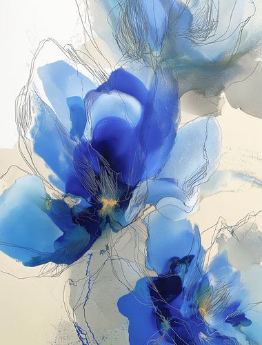 Dans van blauw in tere lijnen