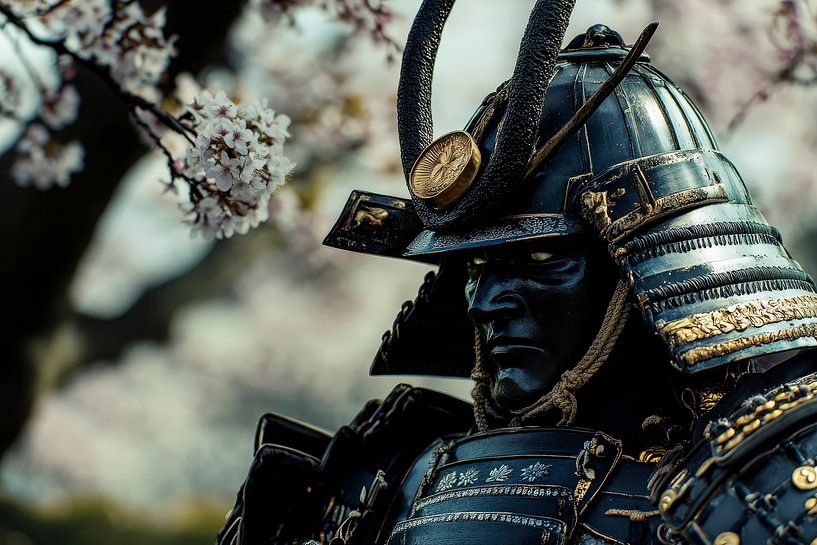 Samurai warriors under cherry blossoms by Poster Art Shop
