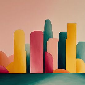 A panoramic view of Los Angeles in soft colours by TheXclusive Art