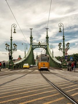 Budapest - Freiheitsbrücke mit historischer Straßenbahn von Carina Buchspies