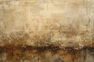 Abstract Painting - Beige Earth tones with Rust Accent