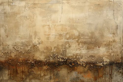 Peinture abstraite - Tons de terre beige avec accent rouille sur Joriali Art abstrait