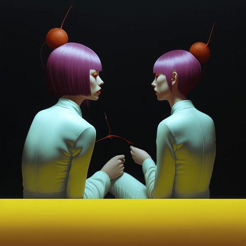 Portret van twee fantasiefiguren