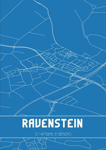 Blueprint | Map | Ravenstein (North Brabant) by Prints of Place