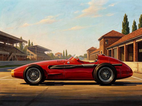 Vintage Maserati 250F raceauto schilderij