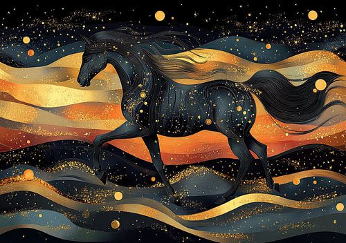 Paard "De uitgestrektheid van de horizon: een loslopend paard"