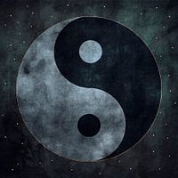 Yin and Yang Symbol Dark Night Grunge