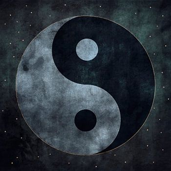 Yin und Yang Symbol Dunkle Nacht Grunge