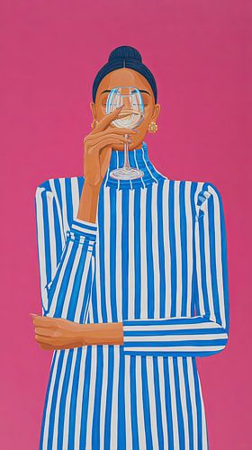 Blauw Wit Wijn Protret