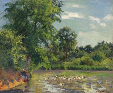 Eenden op het montfoucault-meer, Camille Pissarro - ca. 1874