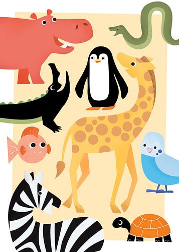 Vrolijk dieren patroon voor de kinderkamer Verschillende Vriendjes