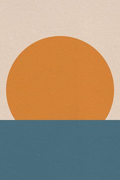 Ikigai. Abstracte minimalistische Zen kunst. Zon, maan, oceaan III van Dina Dankers