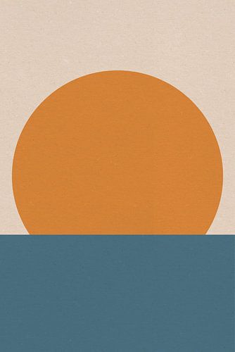 Ikigai. Abstracte minimalistische Zen kunst. Zon, maan, oceaan III