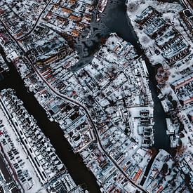Nieuwendam (Amsterdam-noord) vanuit de lucht in de winter van Mike Helsloot