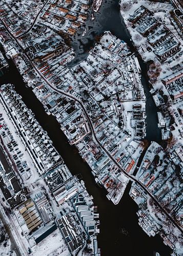 Nieuwendam (Amsterdam-noord) vanuit de lucht in de winter