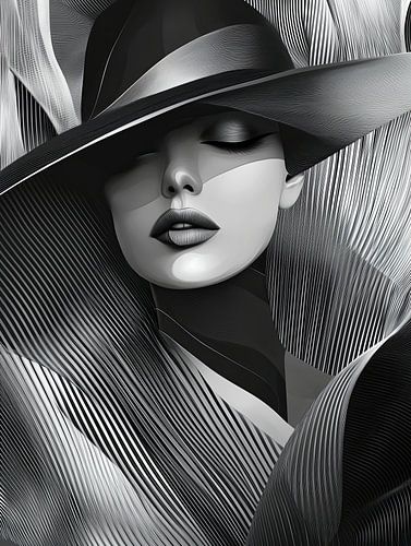 Femme en noir et blanc