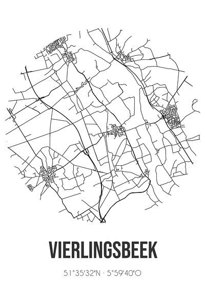 Vierlingsbeek (Noord-Brabant) | Map | Black and White by Prints of Place