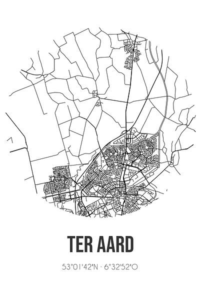 Ter Aard (Drenthe) | Map | Black and white by Prints of Place