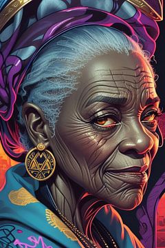 Oudere vrouw vol expressie en karakter van ArtDesign by KBK