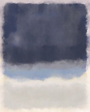 Warm grijs, lichtblauw en wit. Kleurenveldschilderij geïnspireerd door Mark Rothko. van Dina Dankers