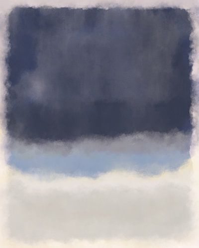 Warm grijs, lichtblauw en wit. Kleurenveldschilderij geïnspireerd door Mark Rothko.