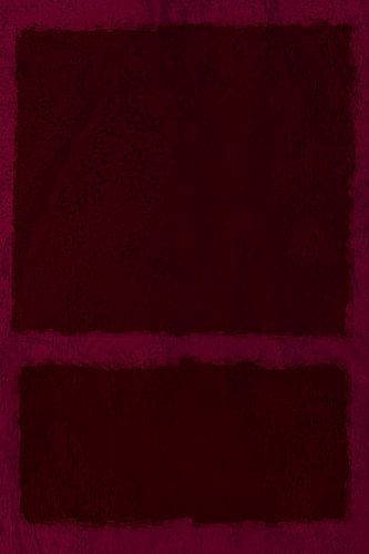 Abstract minimalistisch landschapschilderij in donker terracotta en roze