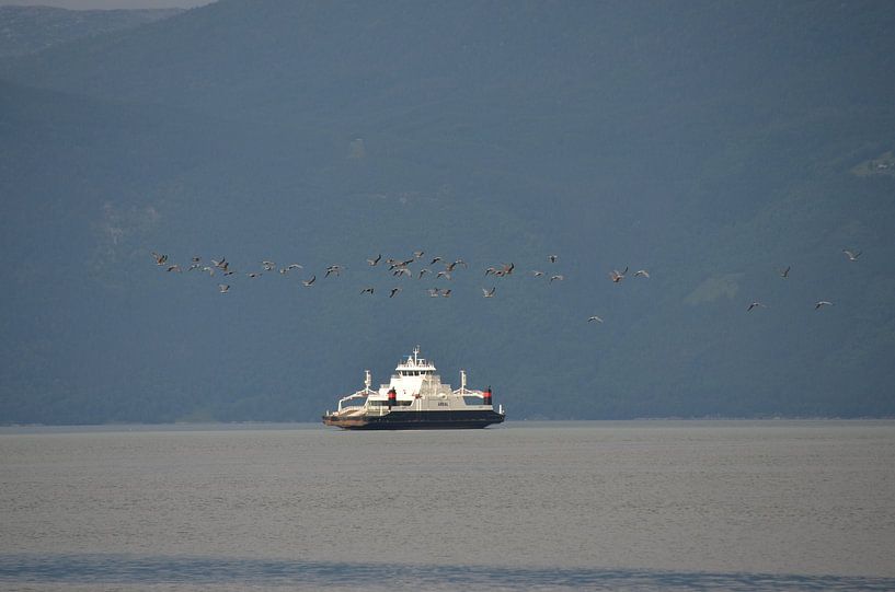 Ferry in Noorwegen van Gerben van den Hazel