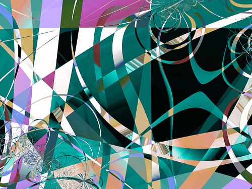 tanzende geometrische Formen mit grün von Claudia Gründler