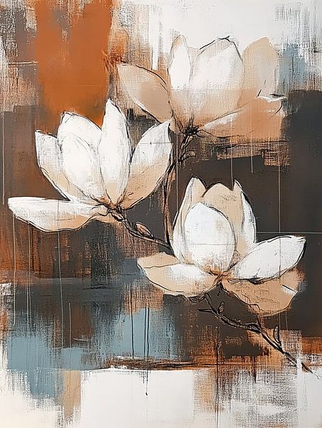 Witte Magnolia | Serene Canvas Bloom van De Mooiste Kunst