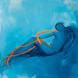 Körper in Blau und Orange von Poster Art Shop