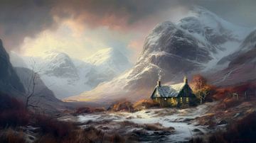 Scottish Cottage Painting by Preet Lambon