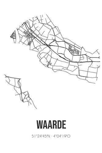 Waarde (Zeeland) | Landkaart | Zwart-wit