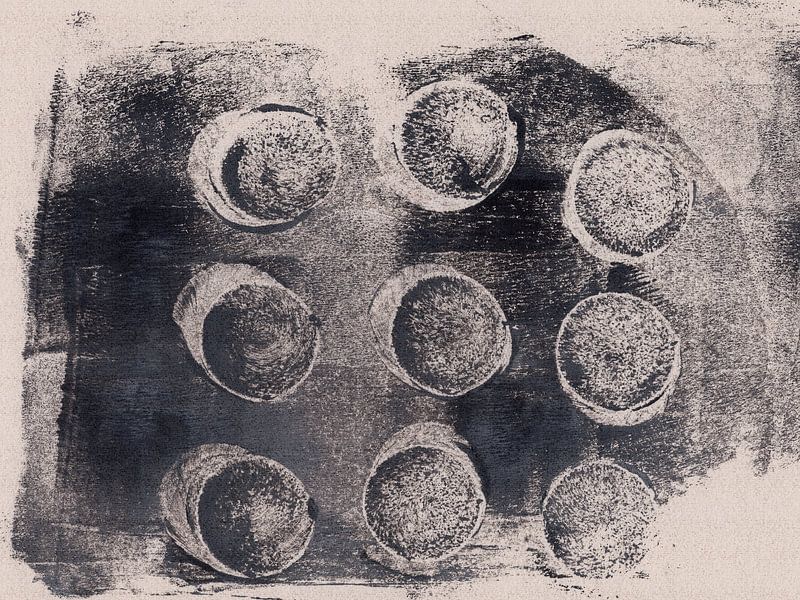 Modern abstract rustic wabi-sabi art. Circles III. by Dina Dankers