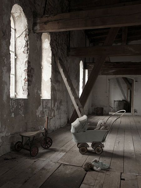 Old attic with toys by Herman Peters