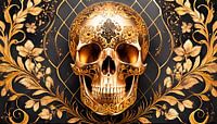 Skull with gold and black