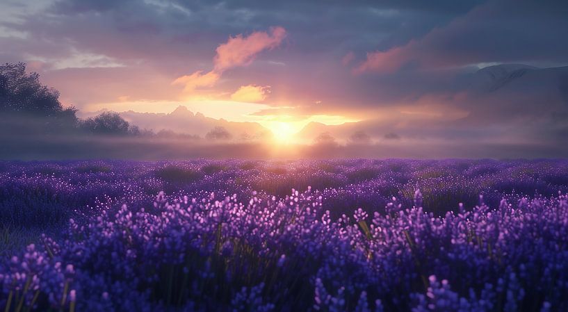 Erstrahlendes Lavendelmeer von fernlichtsicht