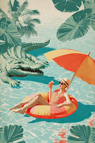 Croc Prank Chaos – Retro Travel Poster Humor