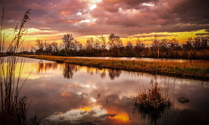 sunset at the Tienhoven lakes by Jos van den Berg