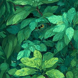 Chouette cachée dans le feuillage dense sur Pixelbull Design