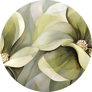 Olive & Gold, Lotus bloom van Jacky