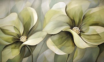 Olive & Gold, Lotus bloom van Jacky